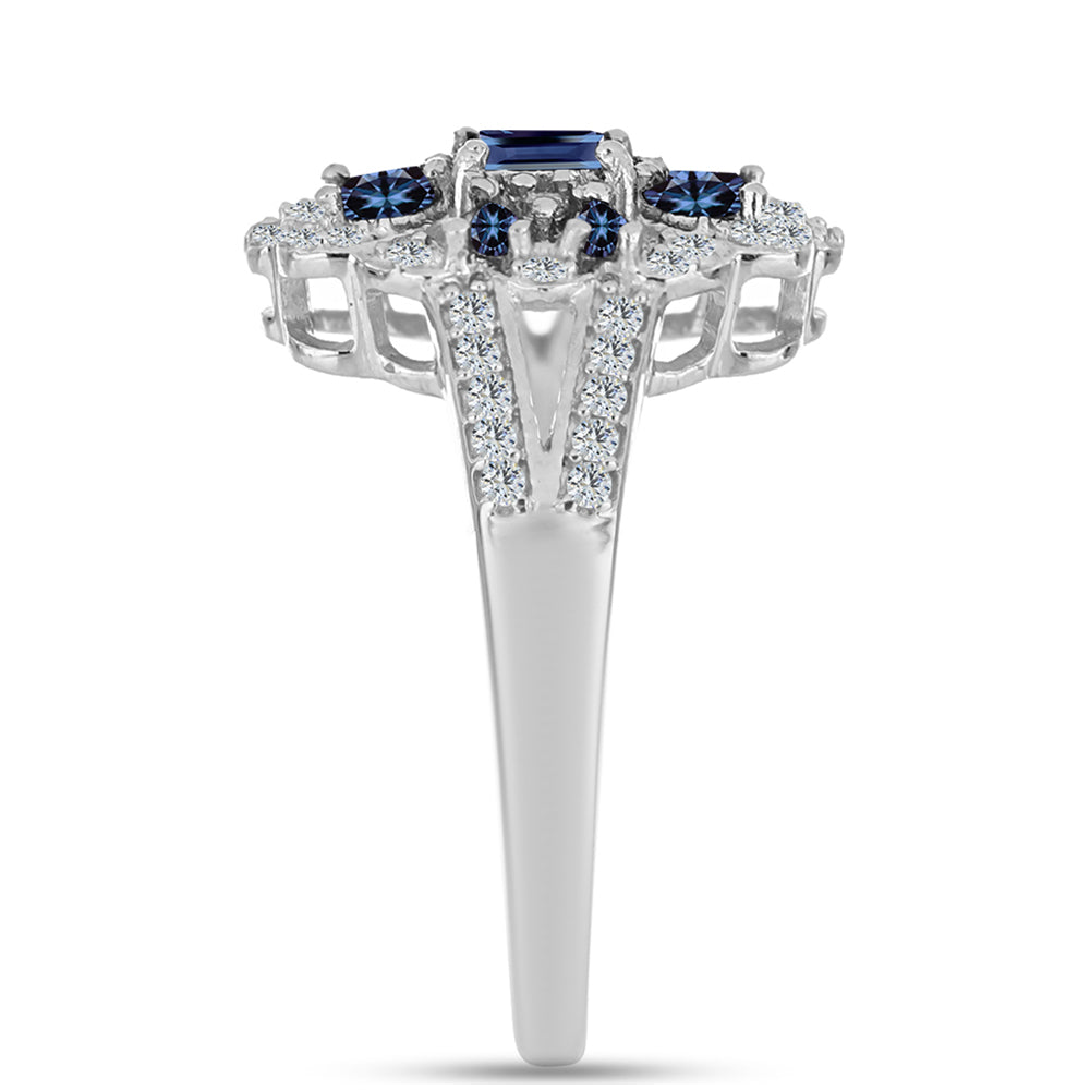 Ezüst Gyűrű "Császár Lila" Moissanite-tel és Fehér Topázzal 4 