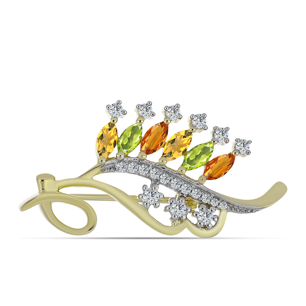 Arannyal Bevont Ezüst Bross Szivárvány Zafírral és Fehér Topázzal 1 
