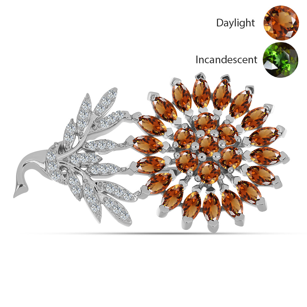 Ezüst Bross Minősített laboratóriumban előállított Anatóliai Zultanit-tal és Fehér Topázzal 1 