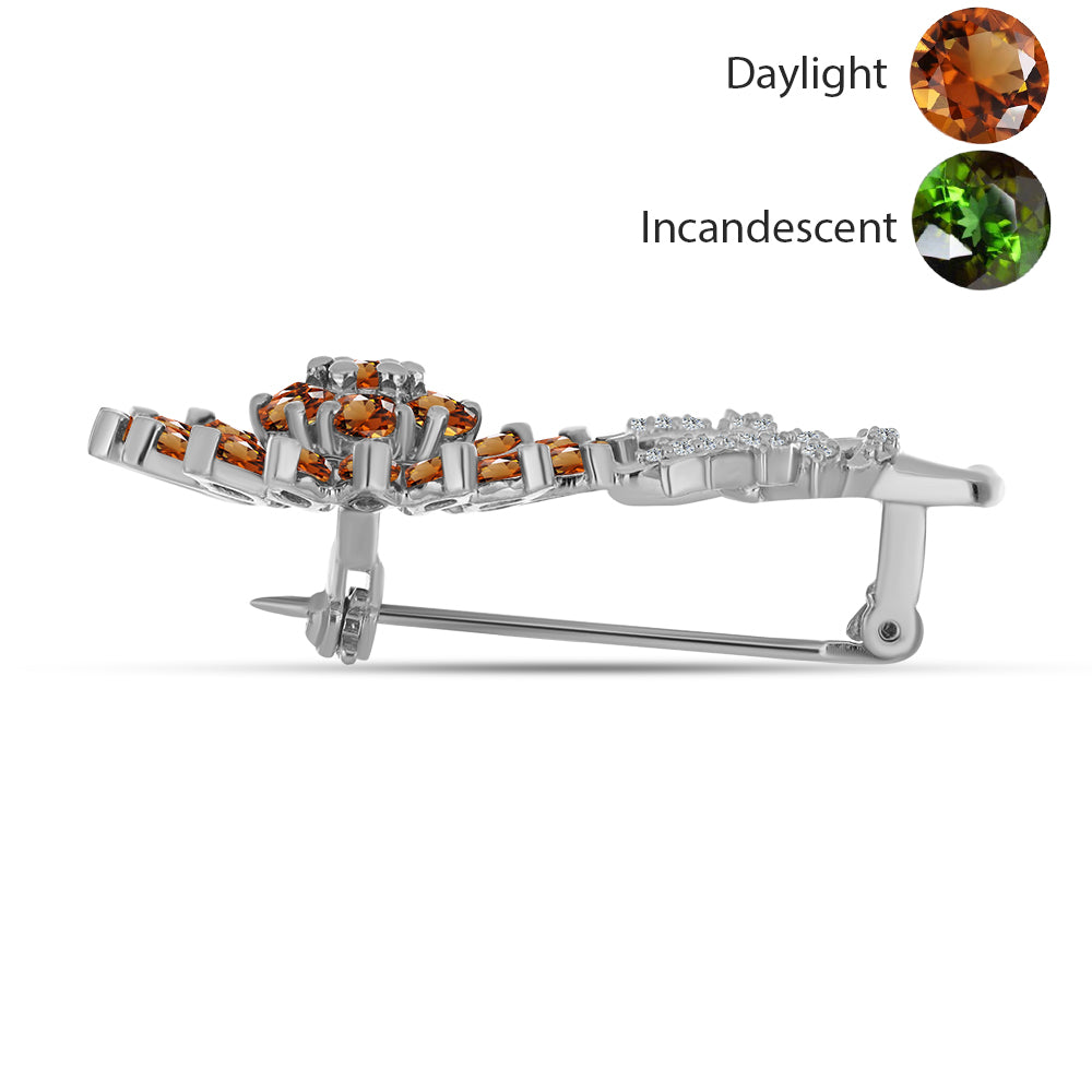 Ezüst Bross Minősített laboratóriumban előállított Anatóliai Zultanit-tal és Fehér Topázzal 2 