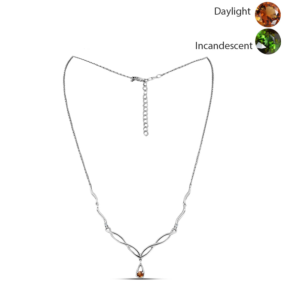 Ezüst Nyaklánc Minősített laboratóriumban előállított Anatóliai Zultanit-tal és Fehér Topázzal 1 