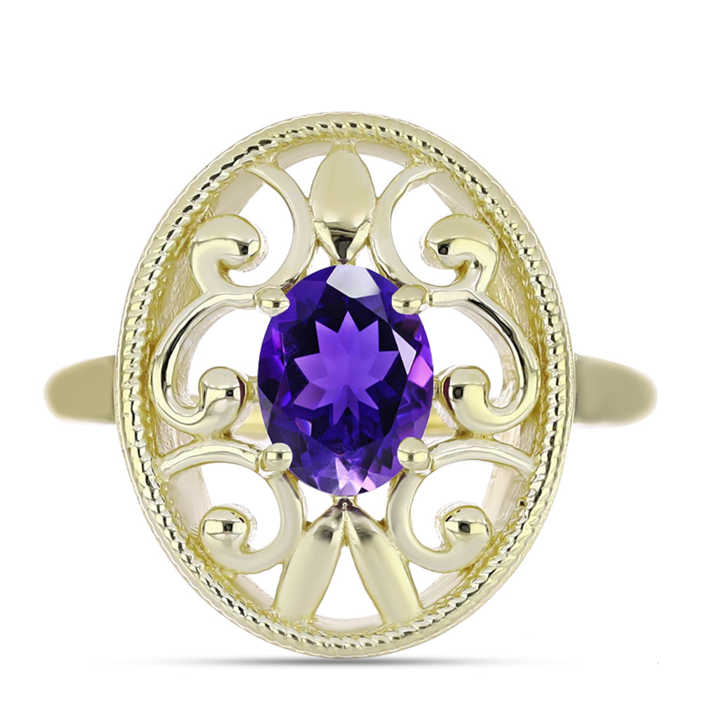 Arannyal Bevont Ezüst Gyűrű Marokkói Ametiszttel 1 