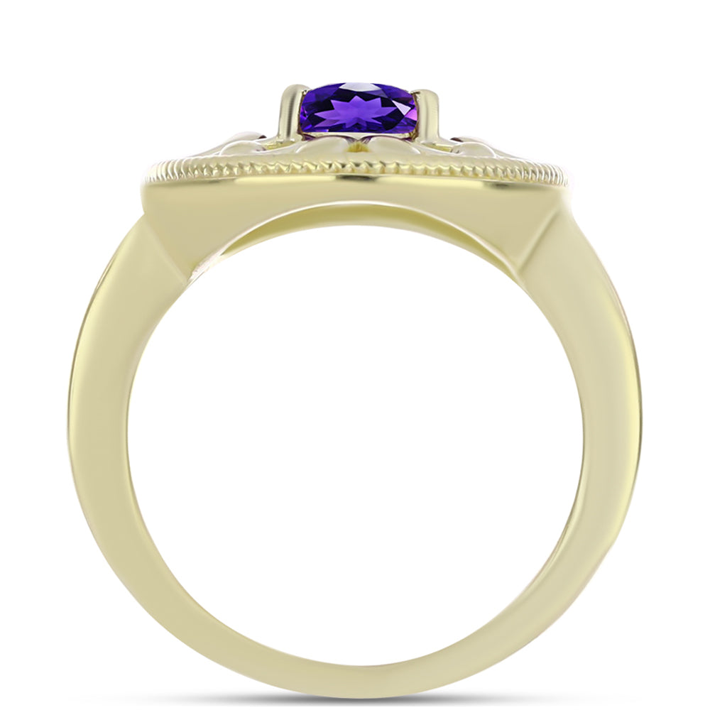 Arannyal Bevont Ezüst Gyűrű Marokkói Ametiszttel