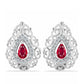 Ezüst Fülbevaló Madagaszkári Rubinnal és Fehér Topázzal