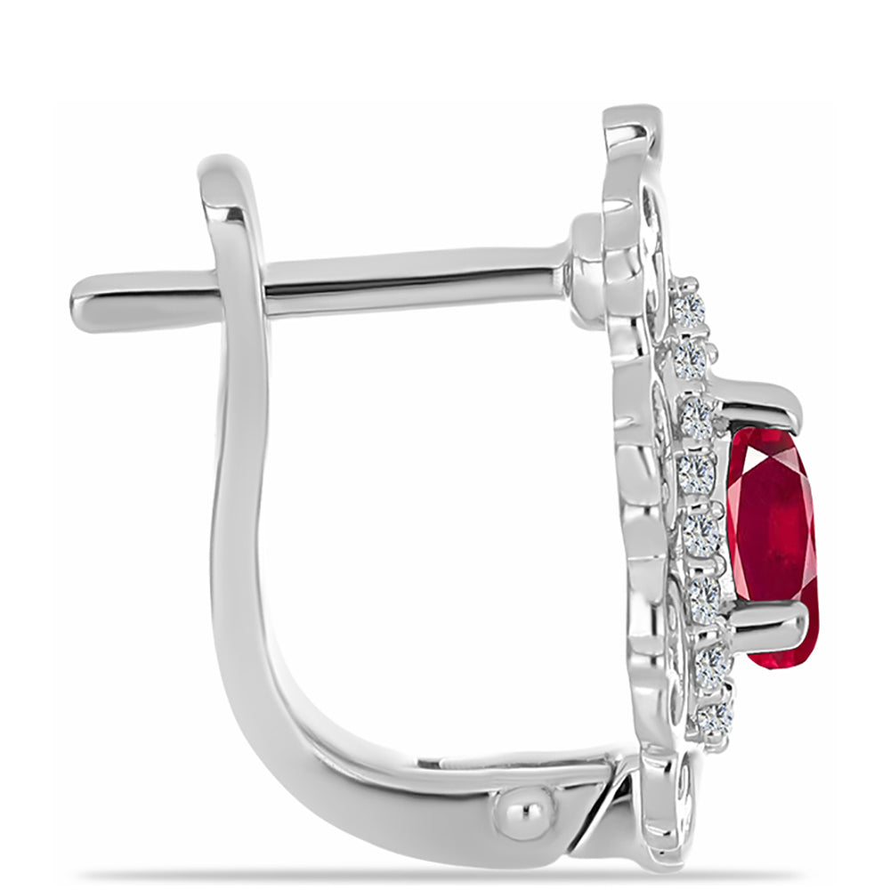 Ezüst Fülbevaló Madagaszkári Rubinnal és Fehér Topázzal 2 