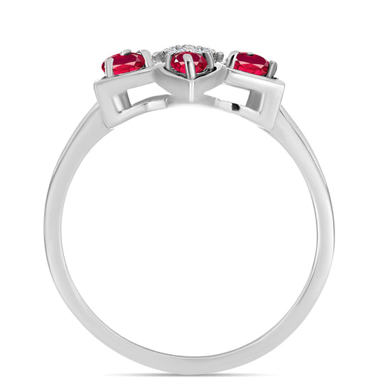 Ezüst Gyűrű Madagaszkári Rubinnal és Fehér Topázzal