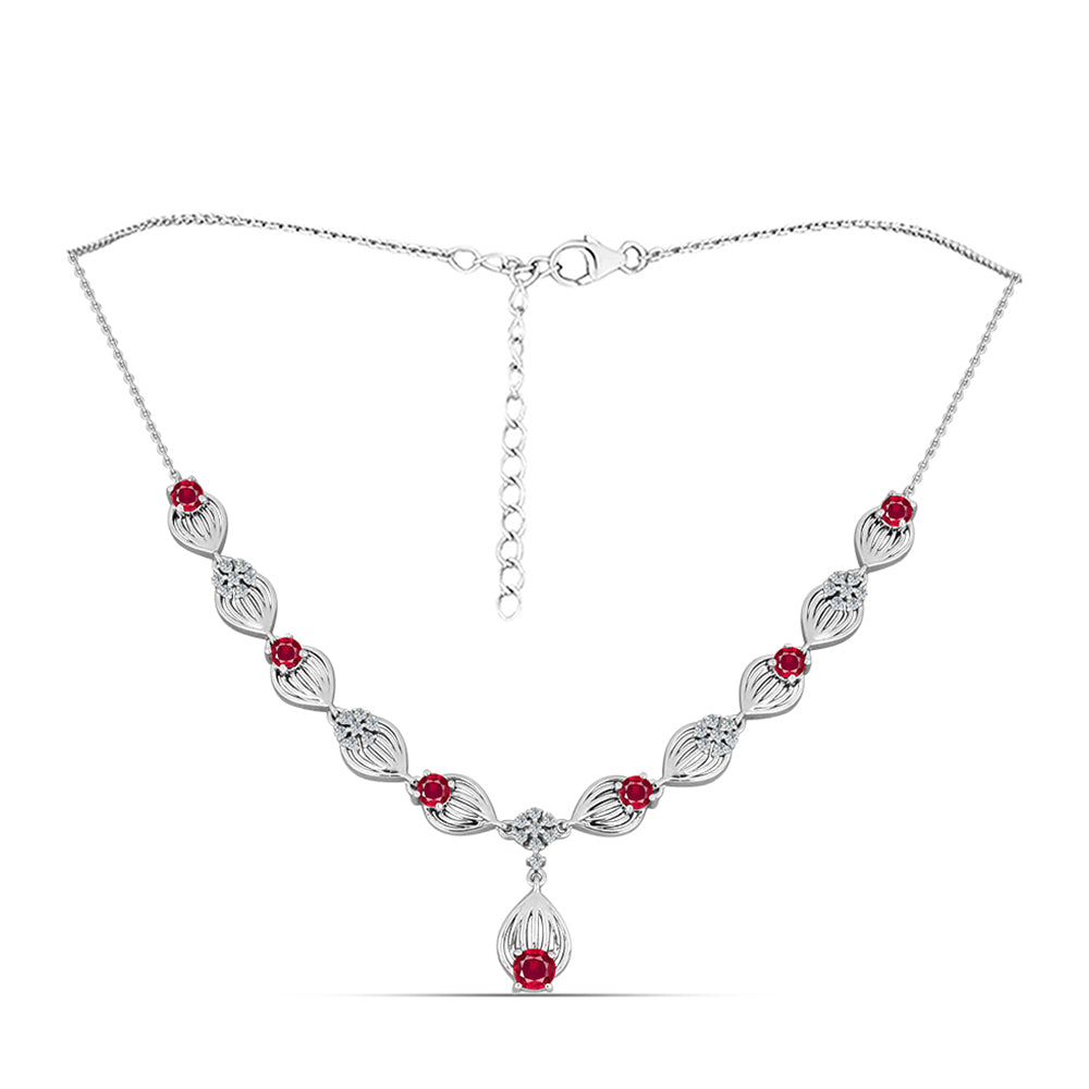 Ezüst Nyaklánc Madagaszkári Rubinnal és Fehér Topázzal 1 