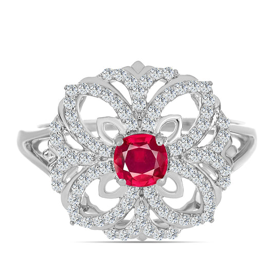 Ezüst Gyűrű Madagaszkári Rubinnal és Fehér Topázzal