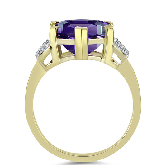 Arannyal Bevont Ezüst Gyűrű Marokkói Ametiszttel és Fehér Topázzal