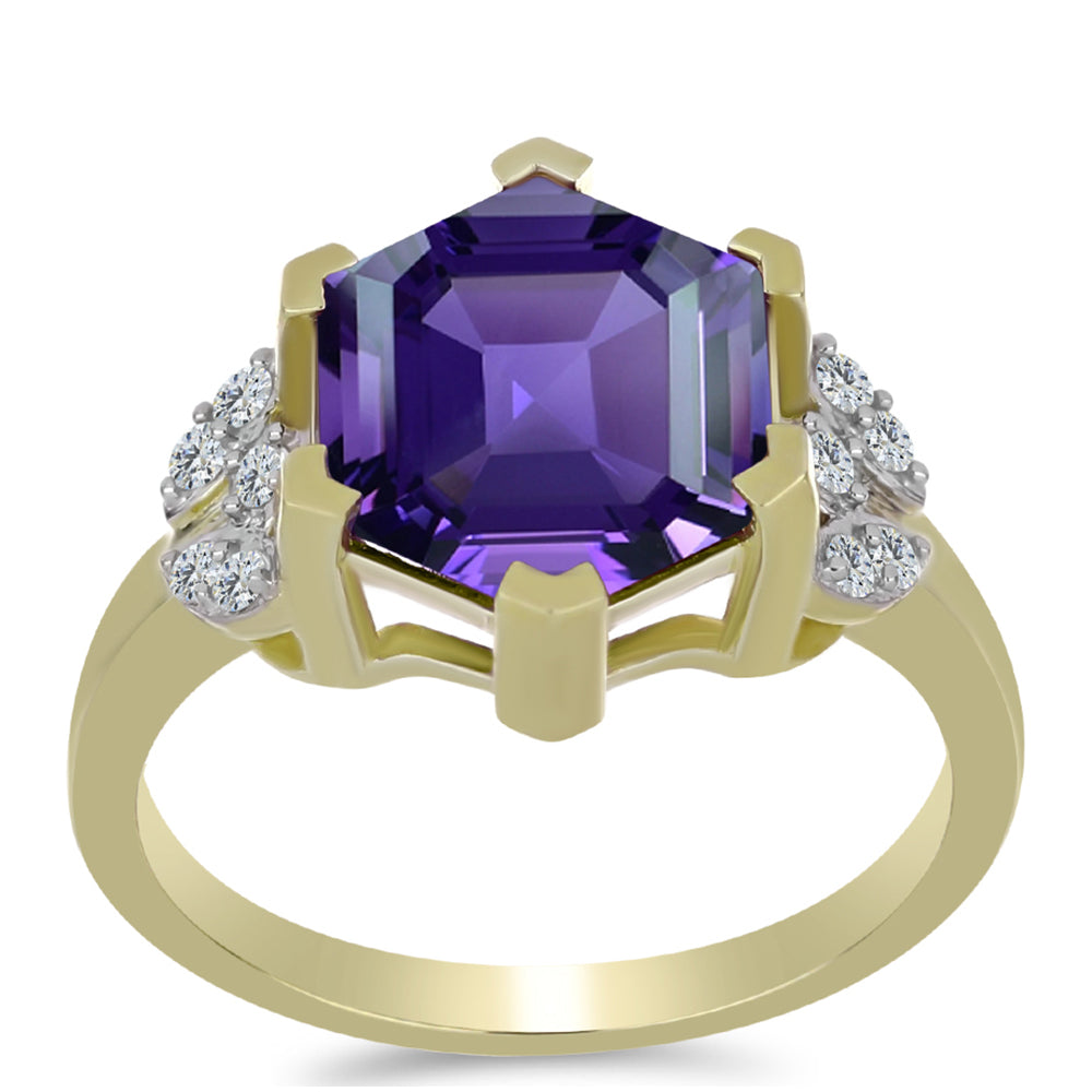 Arannyal Bevont Ezüst Gyűrű Marokkói Ametiszttel és Fehér Topázzal 3 