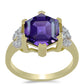 Arannyal Bevont Ezüst Gyűrű Marokkói Ametiszttel és Fehér Topázzal