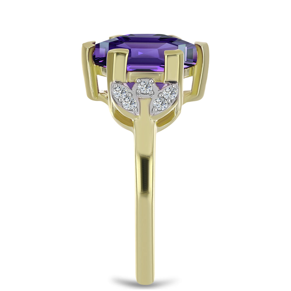 Arannyal Bevont Ezüst Gyűrű Marokkói Ametiszttel és Fehér Topázzal 4 