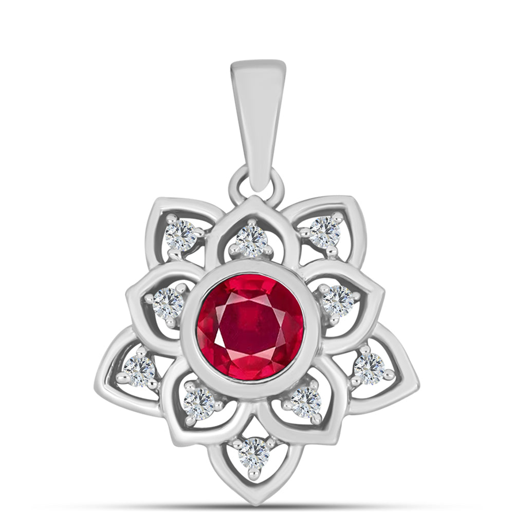 Ezüst Medál Madagaszkári Rubinnal és Fehér Topázzal 1 