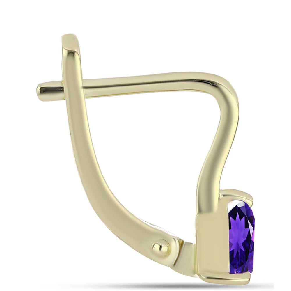 Arannyal Bevont Ezüst Fülbevaló Marokkói Ametiszttel