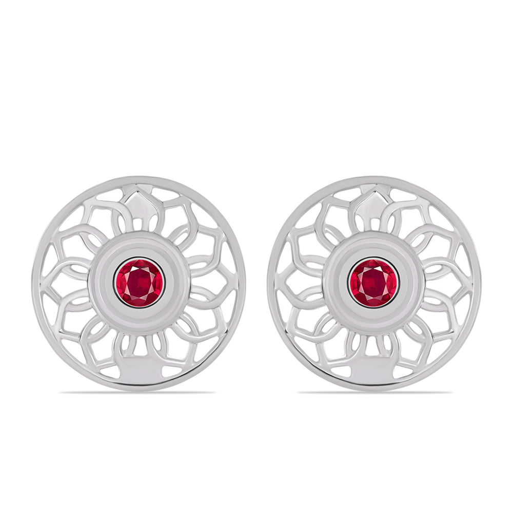 Ezüst Fülbevaló Madagaszkári Rubinnal