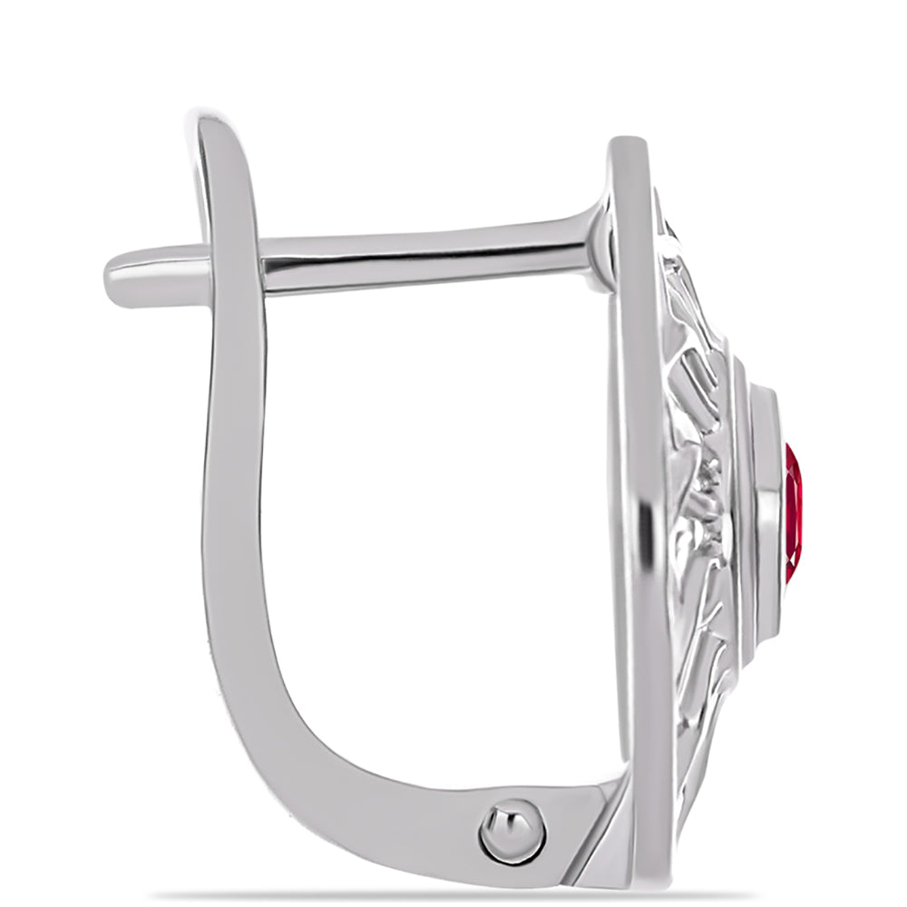 Ezüst Fülbevaló Madagaszkári Rubinnal