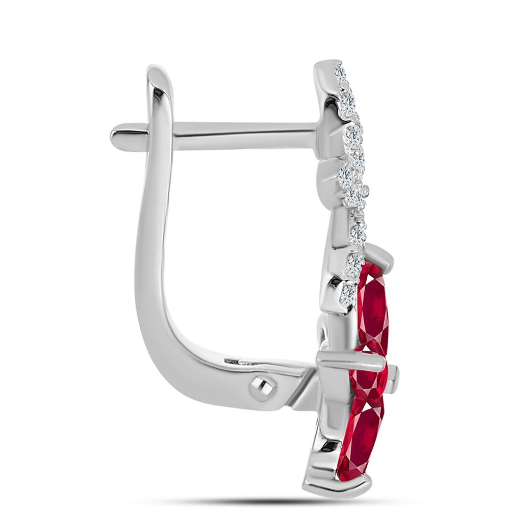 Ezüst Fülbevaló Madagaszkári Rubinnal és Fehér Topázzal 2 