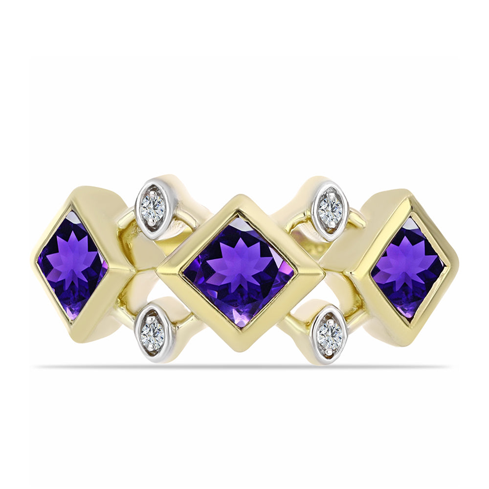 Arannyal Bevont Ezüst Gyűrű Marokkói Ametiszttel és Fehér Topázzal 1 