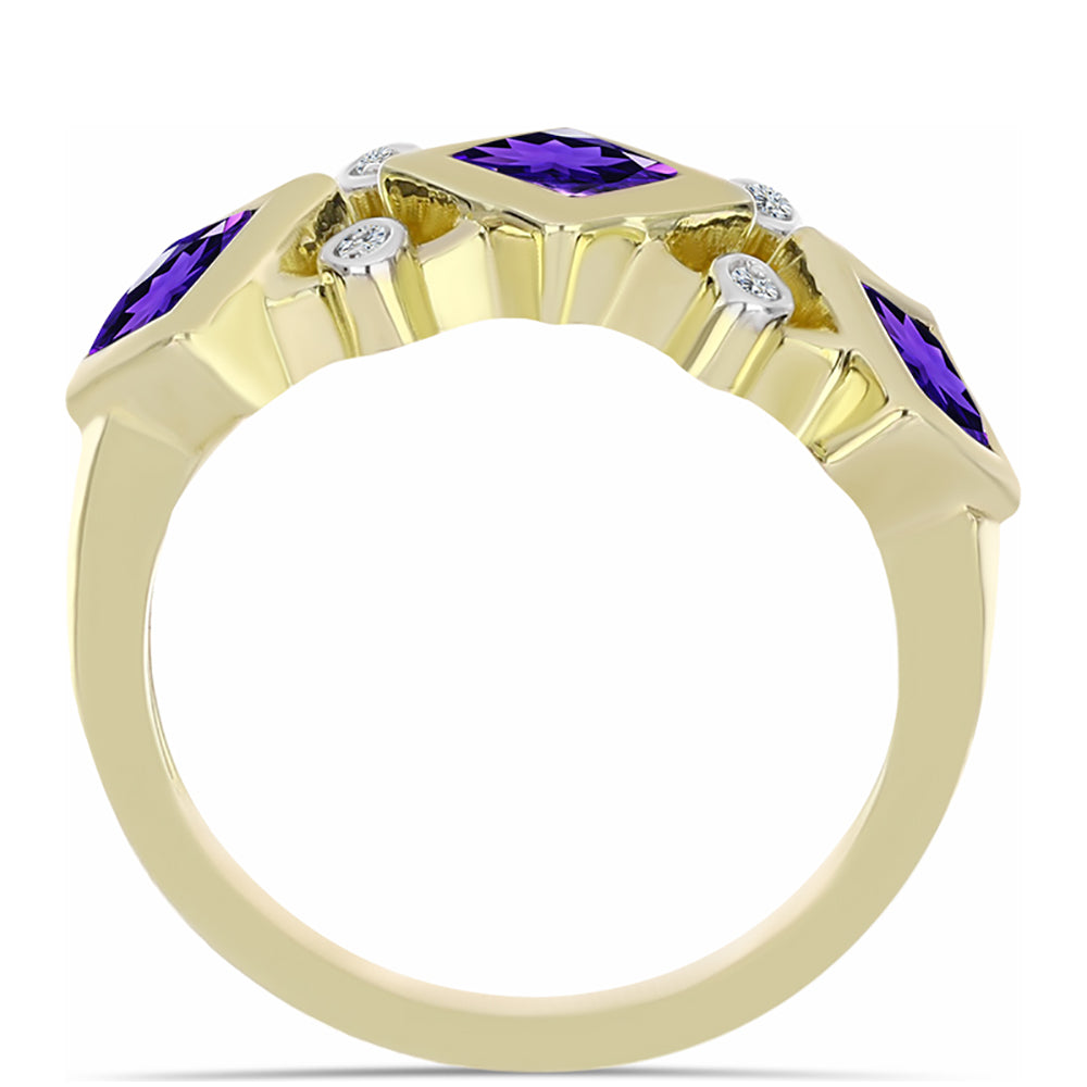Arannyal Bevont Ezüst Gyűrű Marokkói Ametiszttel és Fehér Topázzal 2 