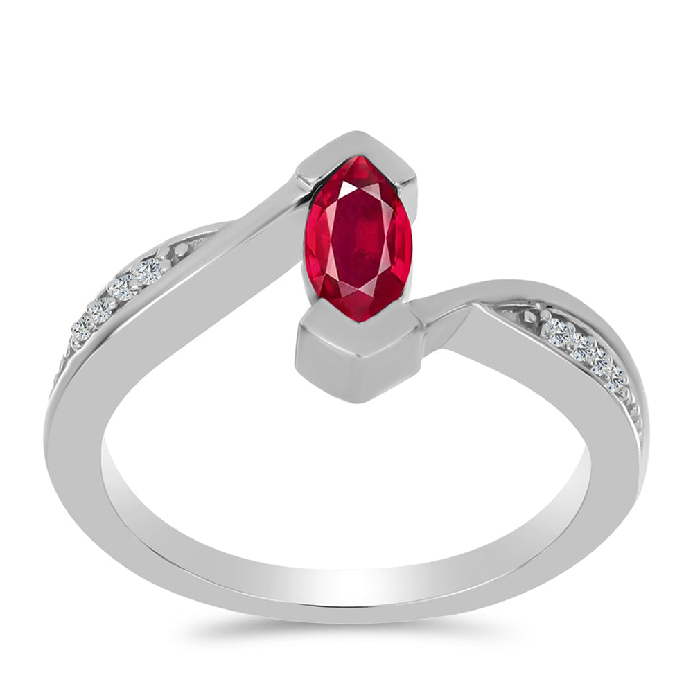 Ezüst Gyűrű Madagaszkári Rubinnal és Fehér Topázzal 3 