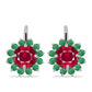 Ezüst Fülbevaló Madagaszkári Rubinnal és Brazil Smaragddal