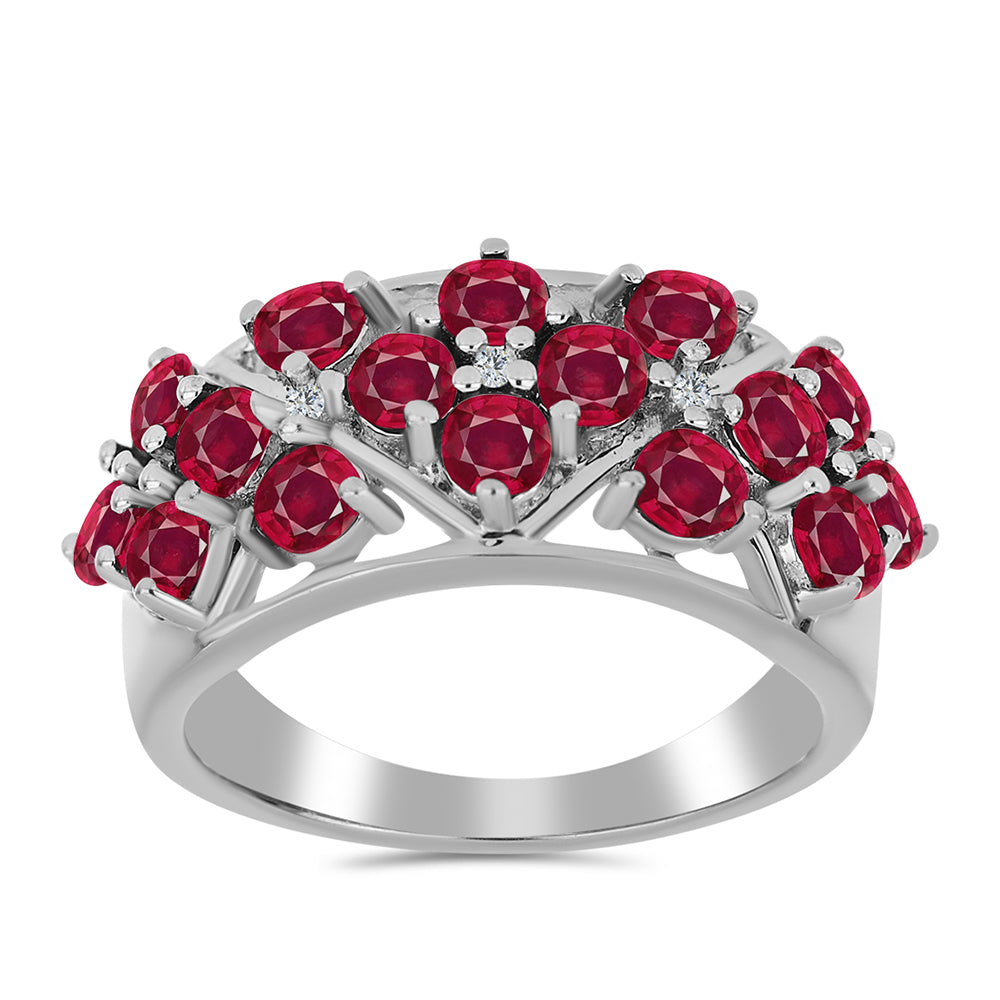 Ezüst Gyűrű Madagaszkári Rubinnal és Fehér Topázzal 3 