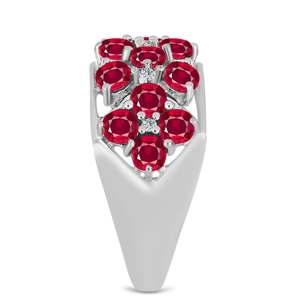 Ezüst Gyűrű Madagaszkári Rubinnal és Fehér Topázzal 4 