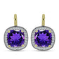 Arannyal Bevont Ezüst Fülbevaló Marokkói Ametiszttel és Fehér Topázzal