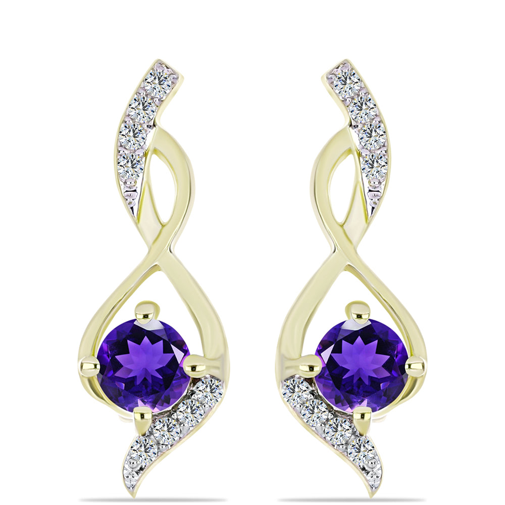 Arannyal Bevont Ezüst Szett Marokkói Ametiszttel és Fehér Topázzal ( Fülbevaló+Medál ) 2 