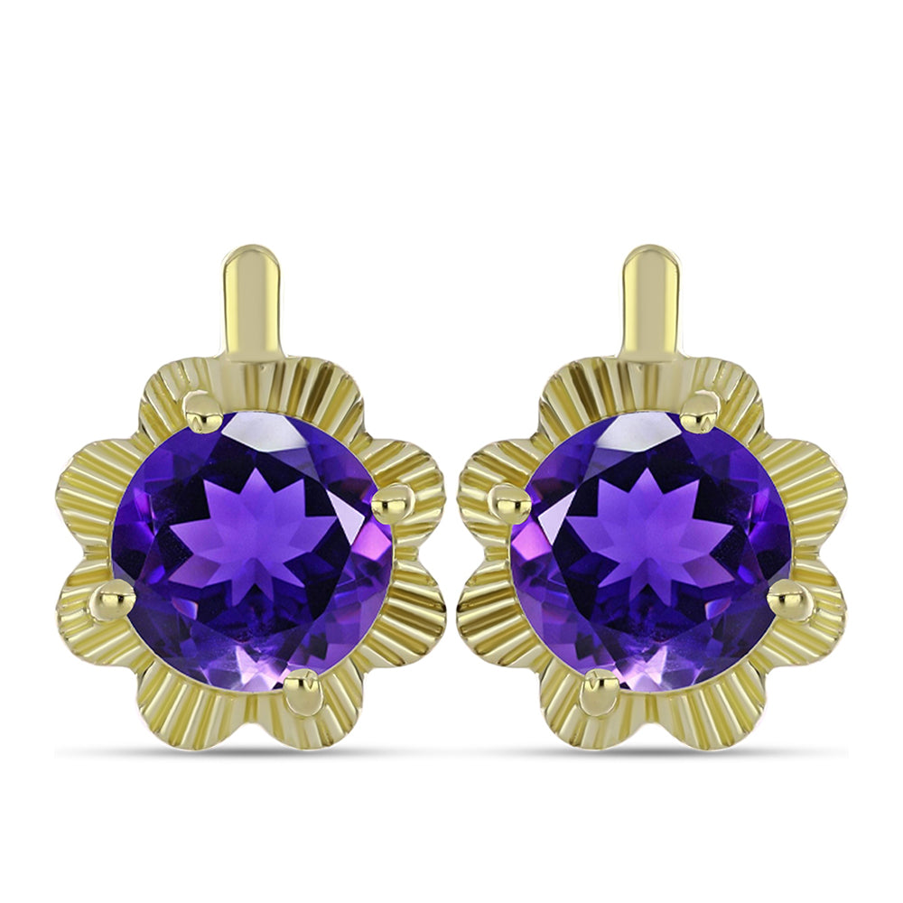 Arannyal Bevont Ezüst Fülbevaló Marokkói Ametiszttel