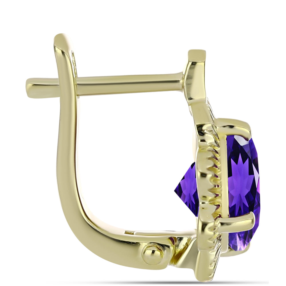 Arannyal Bevont Ezüst Fülbevaló Marokkói Ametiszttel 2 