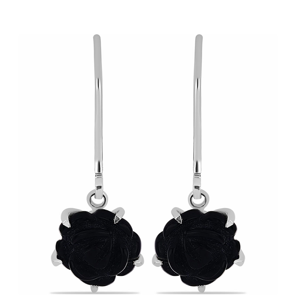 Ezüst Fülbevaló Obszidiánnal 1 