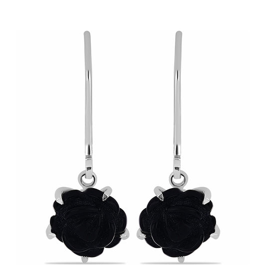 Ezüst Fülbevaló Obszidiánnal