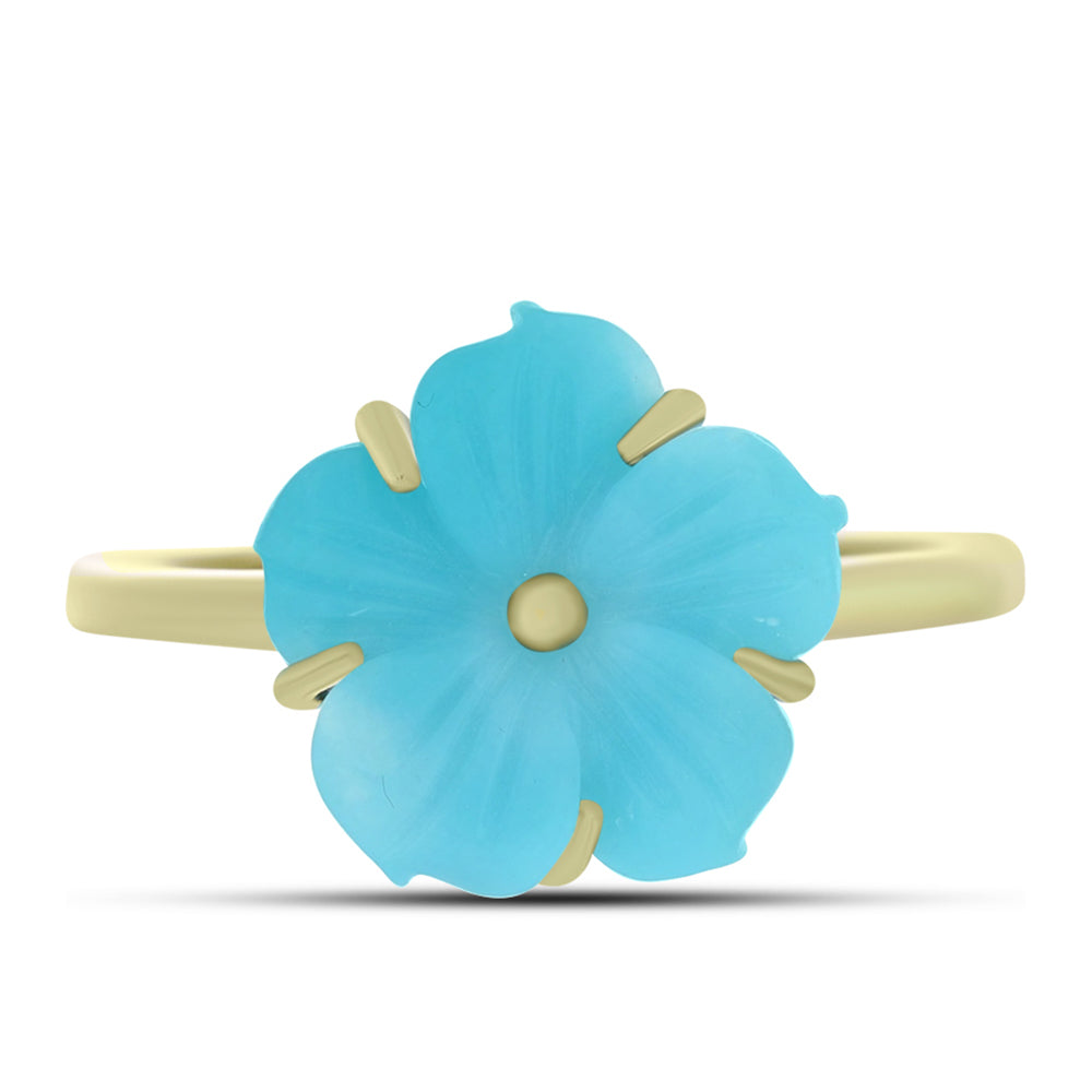 Arannyal Bevont Ezüst Gyűrű Csipkerózsika Türkizzel 1 