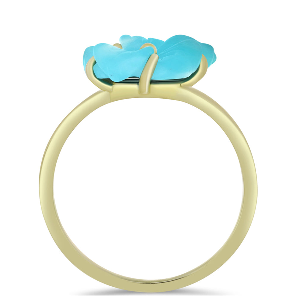 Arannyal Bevont Ezüst Gyűrű Csipkerózsika Türkizzel 2 