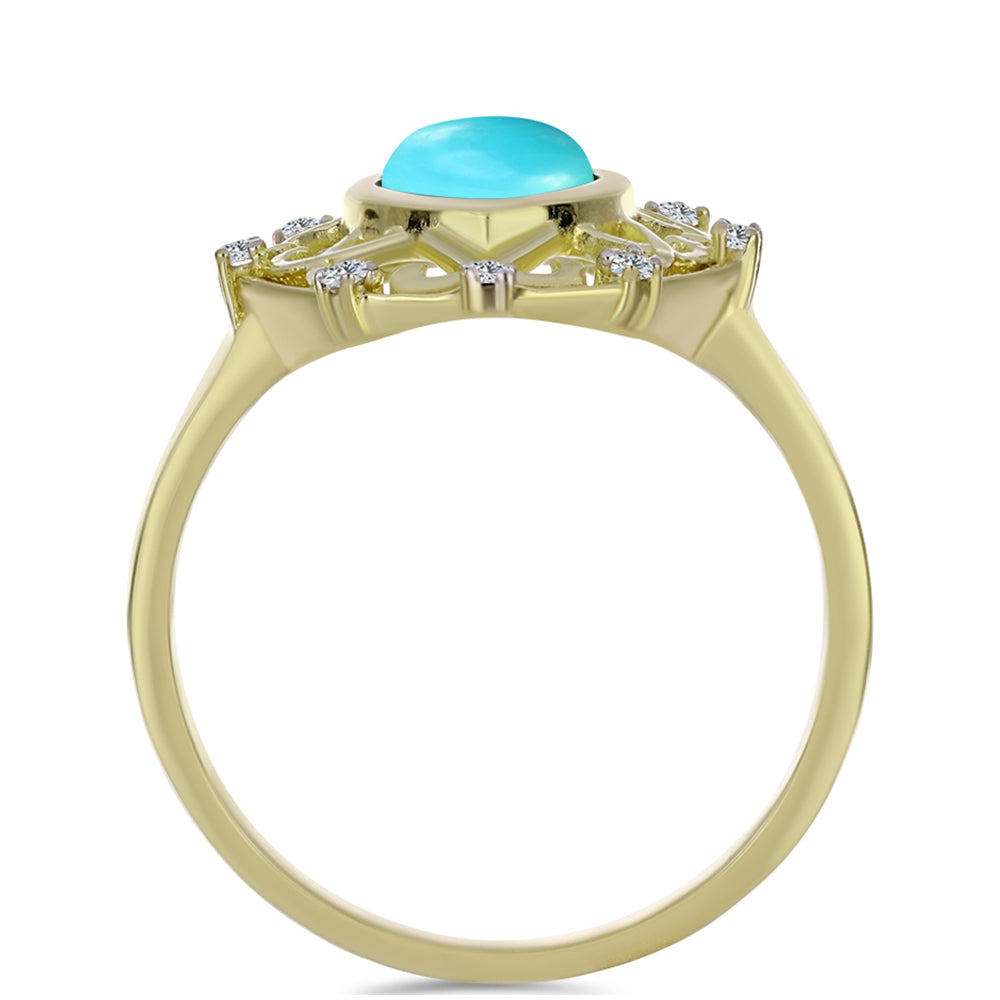 Arannyal Bevont Ezüst Gyűrű Csipkerózsika Türkizzel és Fehér Topázzal 2 