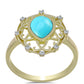 Arannyal Bevont Ezüst Gyűrű Csipkerózsika Türkizzel és Fehér Topázzal