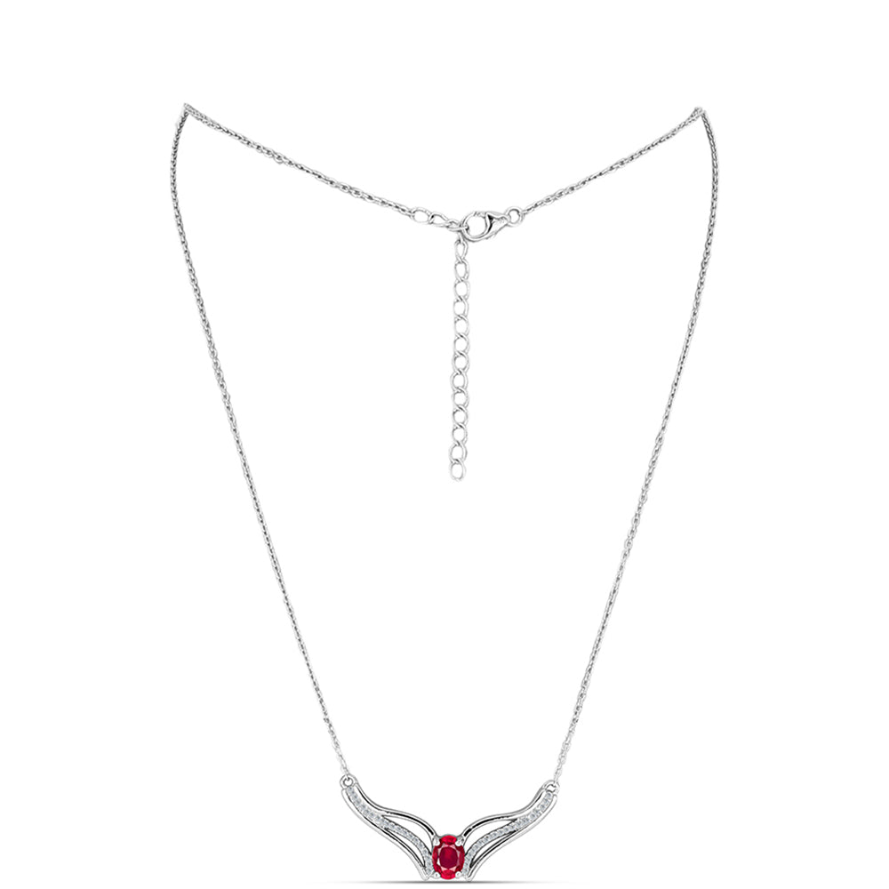 Ezüst Nyaklánc Madagaszkári Rubinnal és Fehér Topázzal