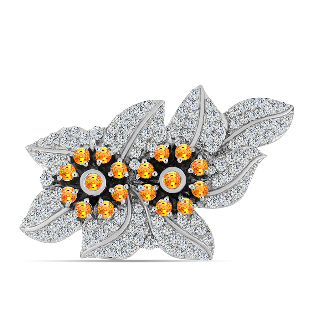 Ezüst Bross Padparadschai Zafírral és Fehér Topázzal 1 