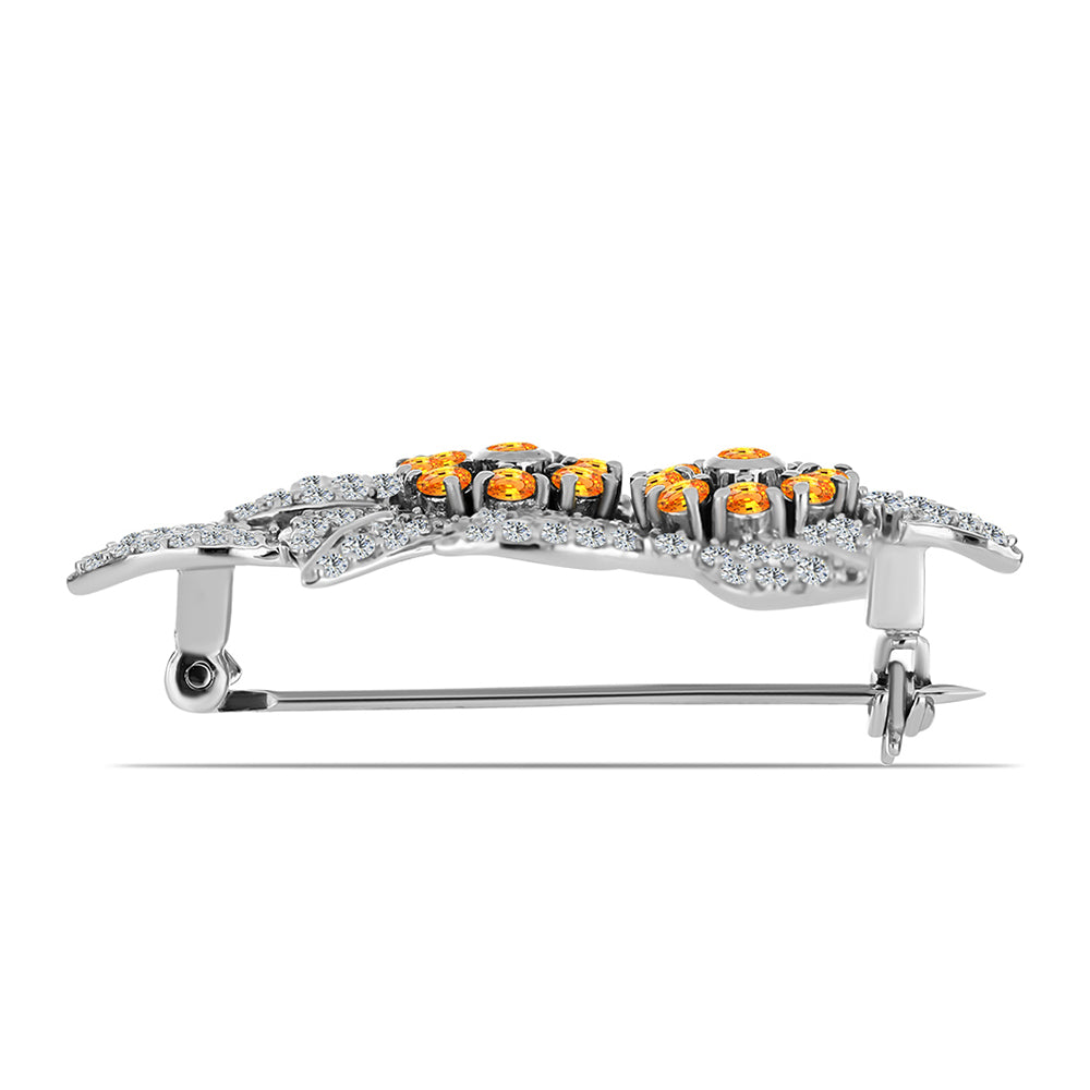 Ezüst Bross Padparadschai Zafírral és Fehér Topázzal 2 