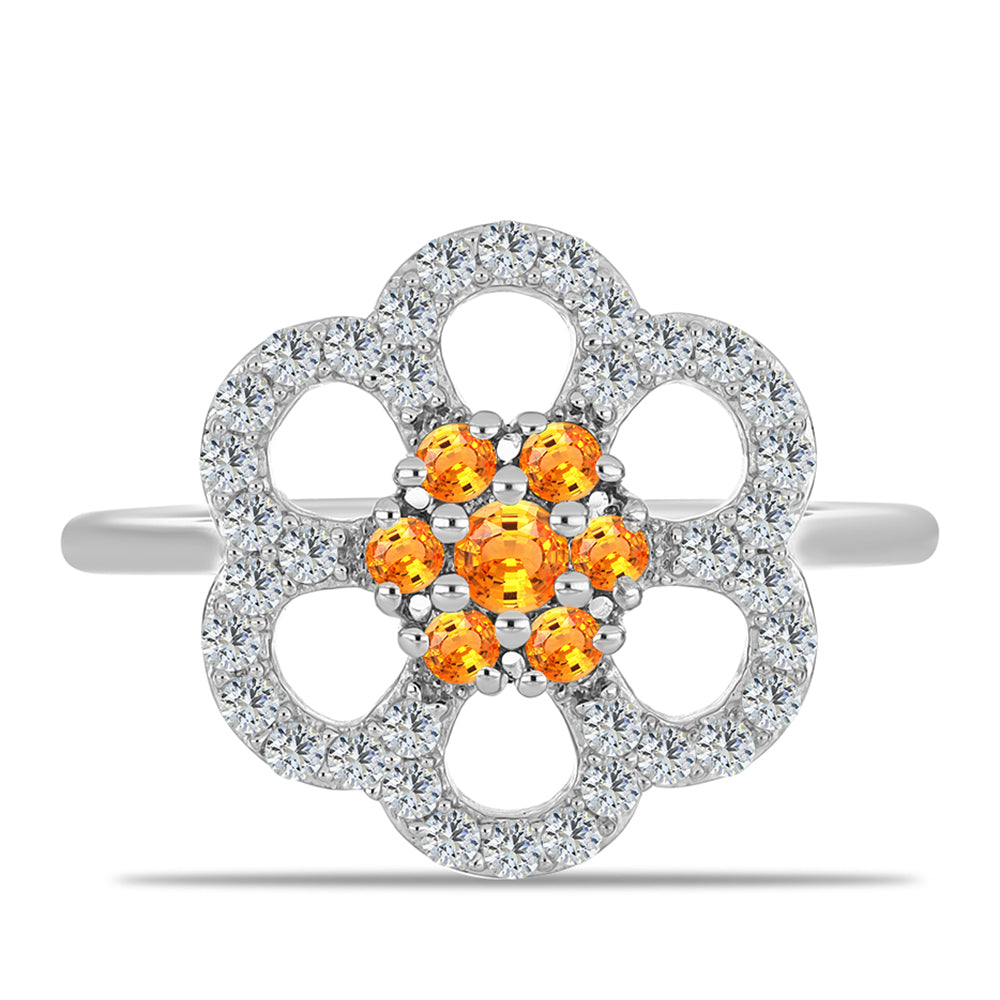 Ezüst Gyűrű Padparadschai Zafírral és Fehér Topázzal 1 