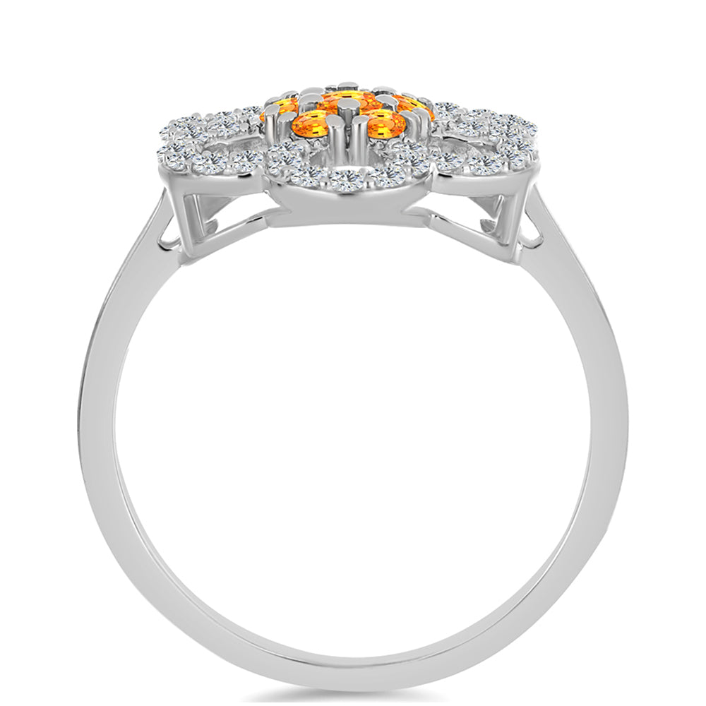 Ezüst Gyűrű Padparadschai Zafírral és Fehér Topázzal