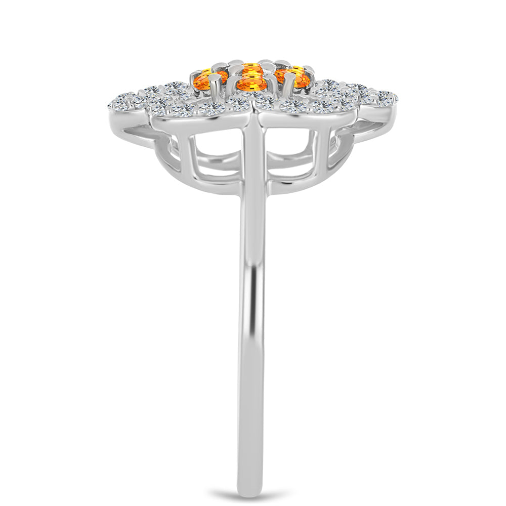 Ezüst Gyűrű Padparadschai Zafírral és Fehér Topázzal 4 