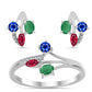 Ezüst Szett Madagaszkári Rubinnal és Brazil Smaragddal ( Fülbevaló+Gyűrű )