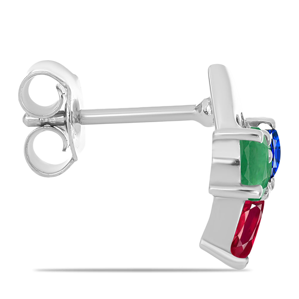 Ezüst Szett Madagaszkári Rubinnal és Brazil Smaragddal ( Fülbevaló+Gyűrű )