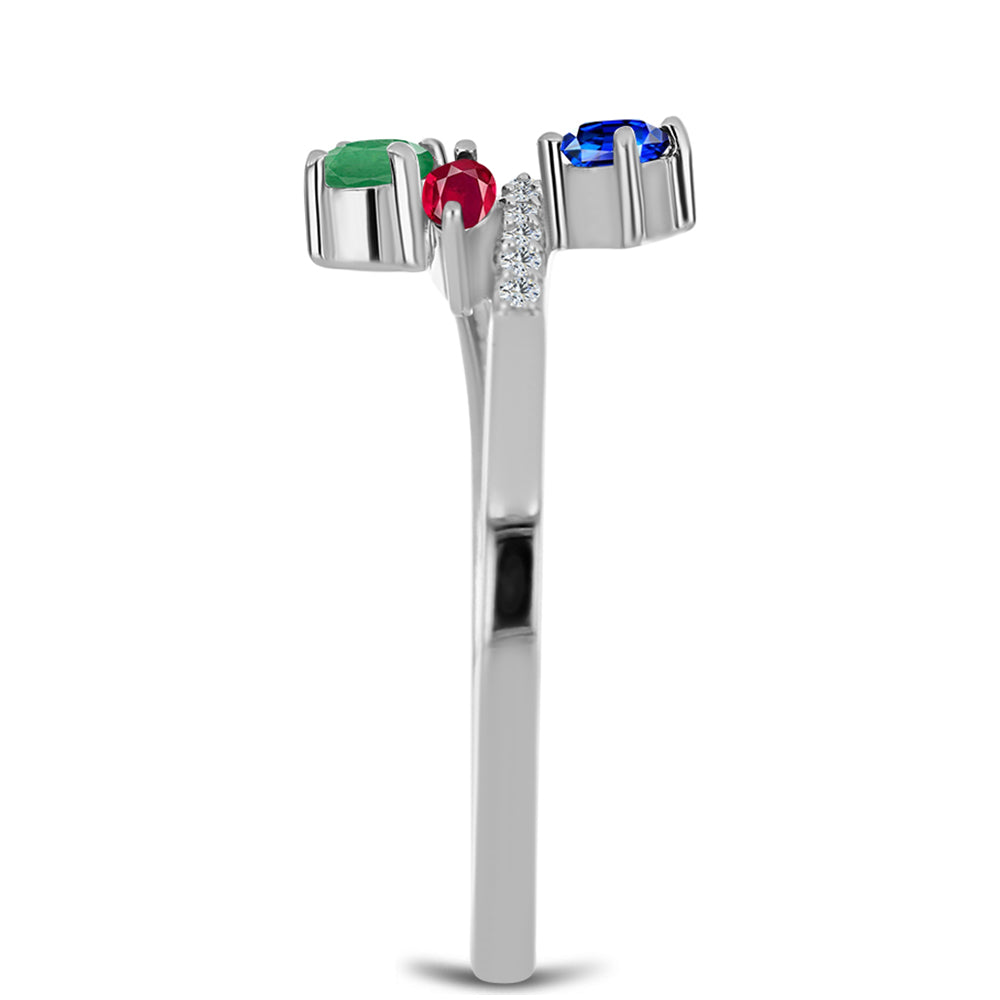 Ezüst Szett Madagaszkári Rubinnal és Brazil Smaragddal ( Fülbevaló+Gyűrű ) 7 