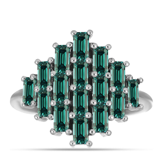Ezüst Gyűrű Zöldes Tengerkék Moissanite-tal
