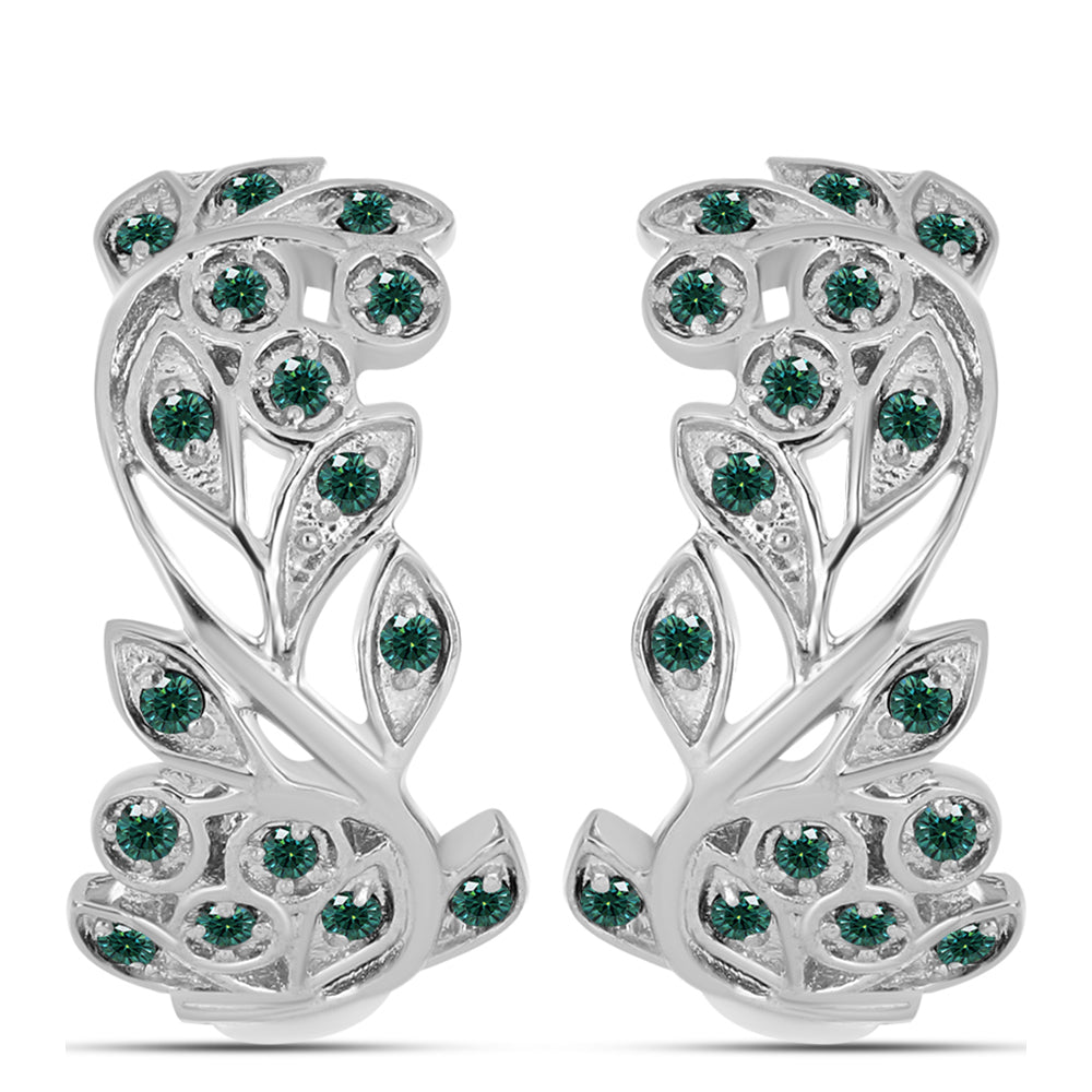 Ezüst Fülbevaló Zöldes Tengerkék Moissanite-tal 1 