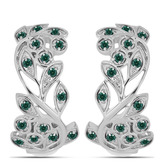 Ezüst Fülbevaló Zöldes Tengerkék Moissanite-tal