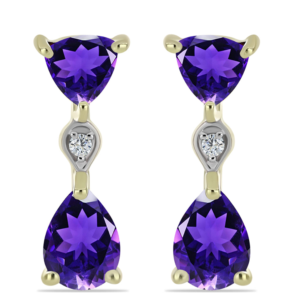 Arannyal Bevont Ezüst Fülbevaló Marokkói Ametiszttel és Fehér Topázzal 1 